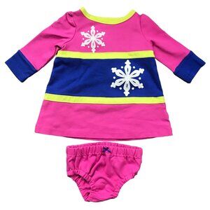 Hartstrings Snowflake Applique Dress‎ and Bloomers Set Baby Girl Size 6-9M Pink